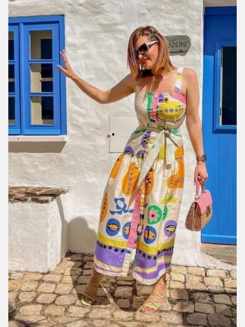 Zara Printed Colourful Button Front Midi Dress L - Picture 10 of 15